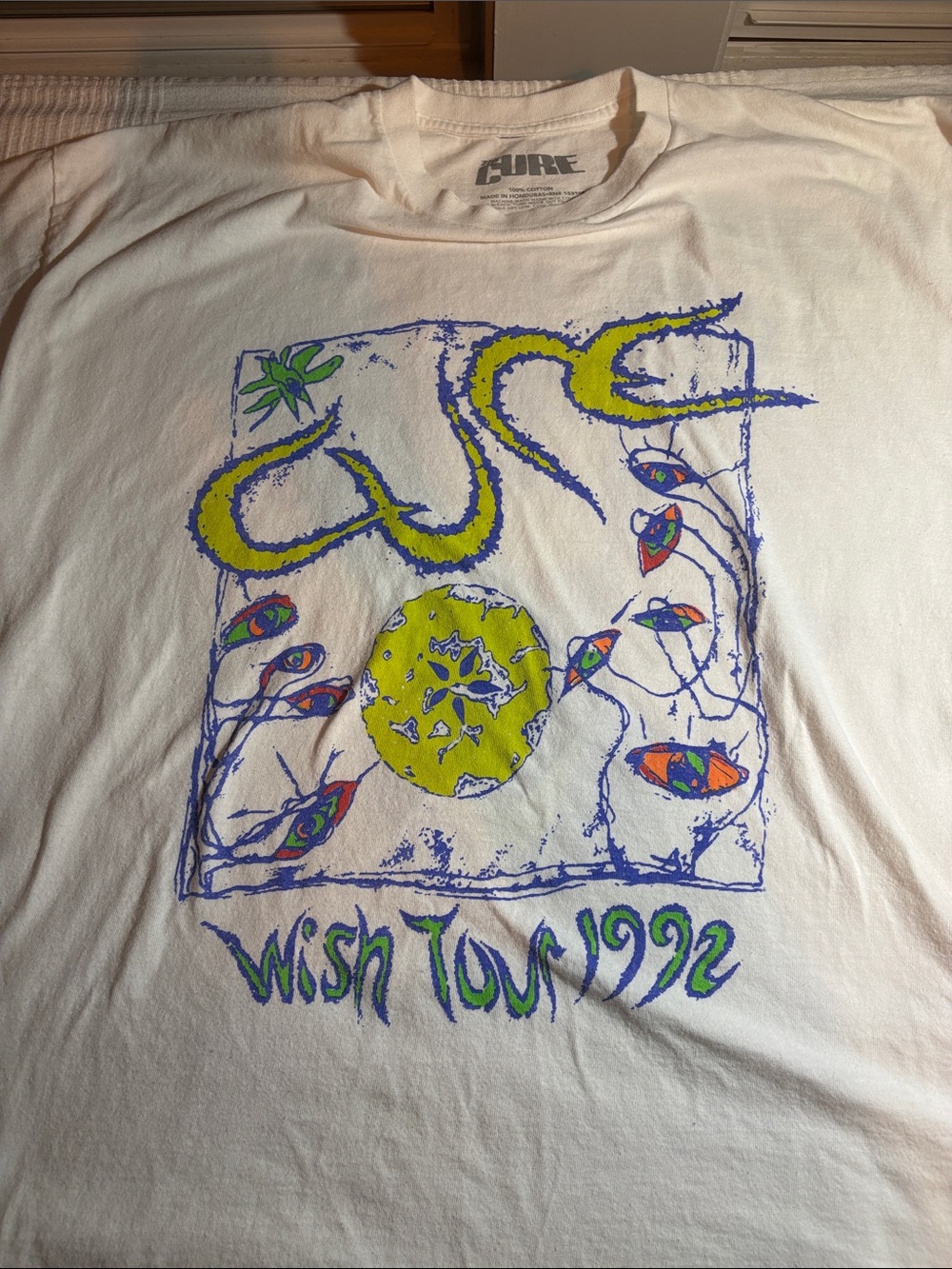 Cure official merch White 'Wish Tour 1992 Short Sleeve Tee 90s era reprint